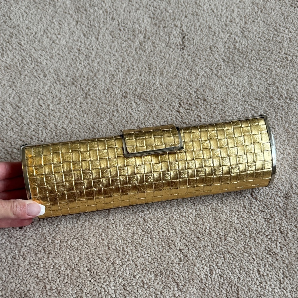Gold Woven Metallic Clutch